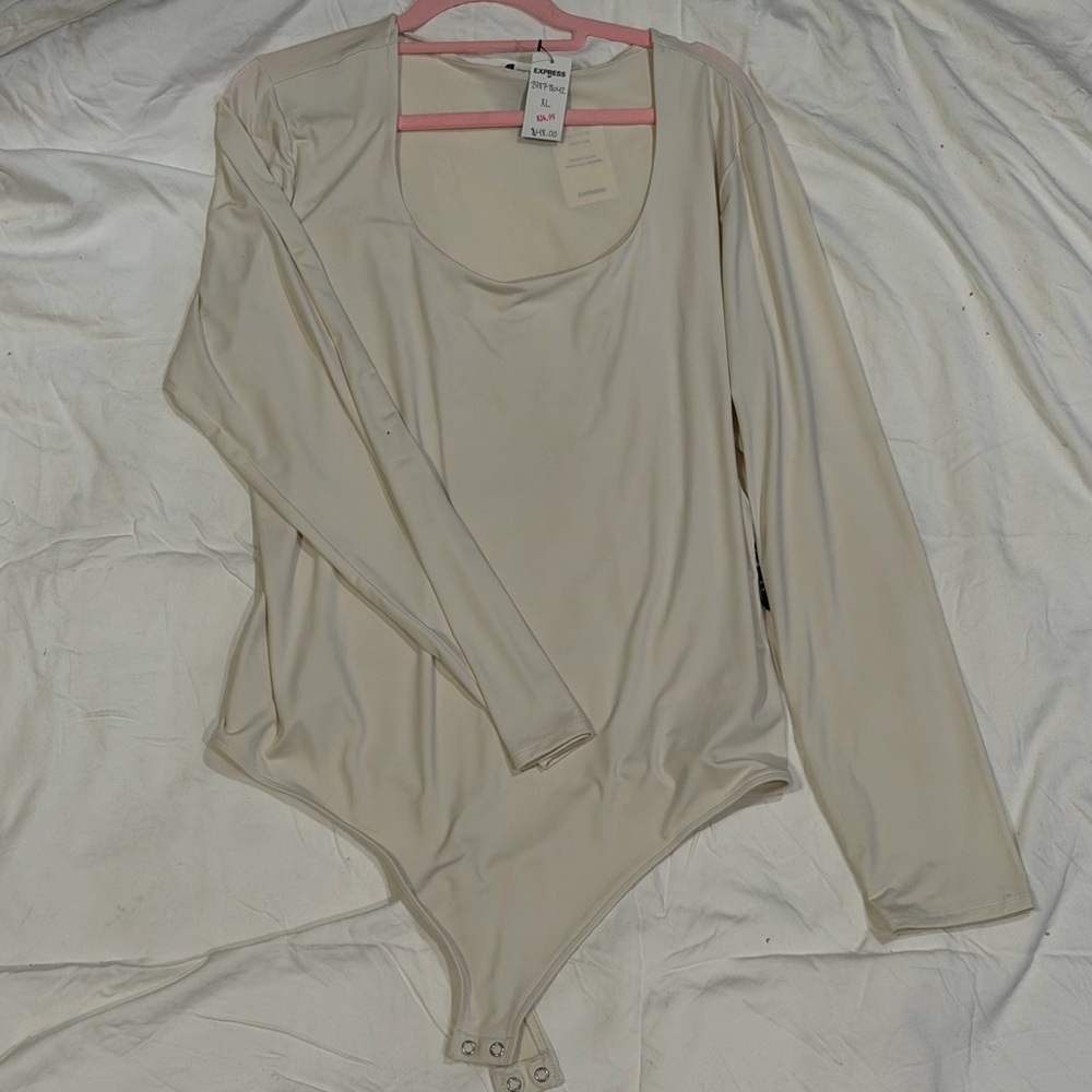 Express Cream Scoop Neck Bodysuit